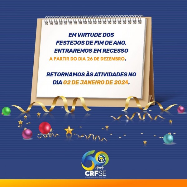 CRF/SE entra em recesso no dia 26 e retoma as atividades em 2 de janeiro