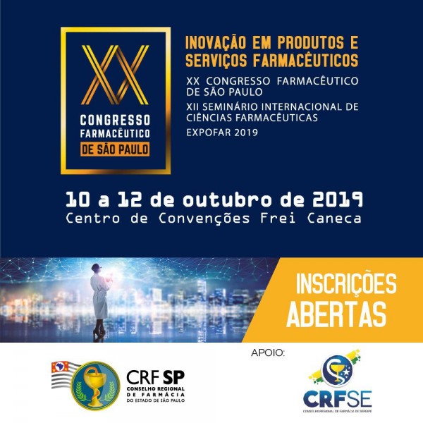 CRF/SE apoia o XX Congresso Farmacêutico de São Paulo