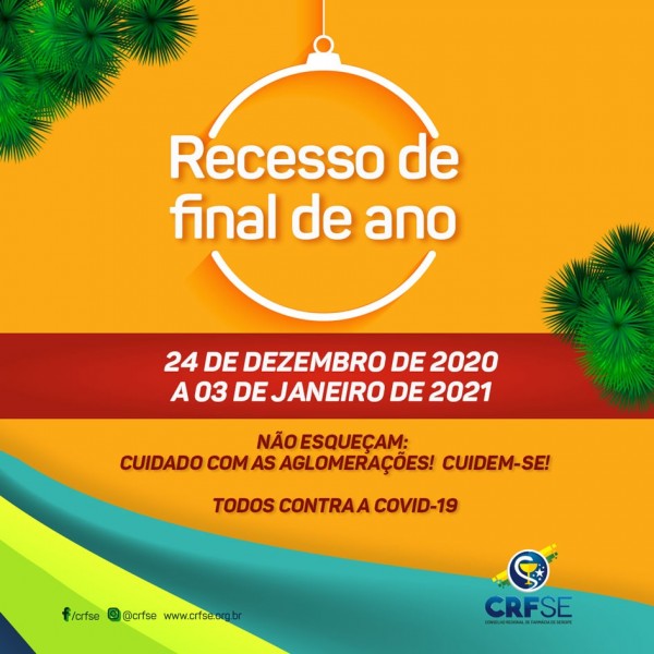 CONFIRA RECESSO DE FINAL DE ANO DO CRF/SE