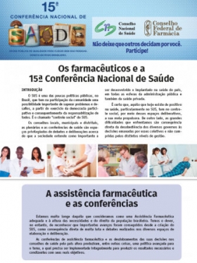 CFF divulga documento pela participação de farmacêuticos na 15ª CNS