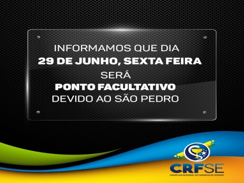 CRF/SE NÃO FUNCIONARÁ NO DIA 29 DE JUNHO