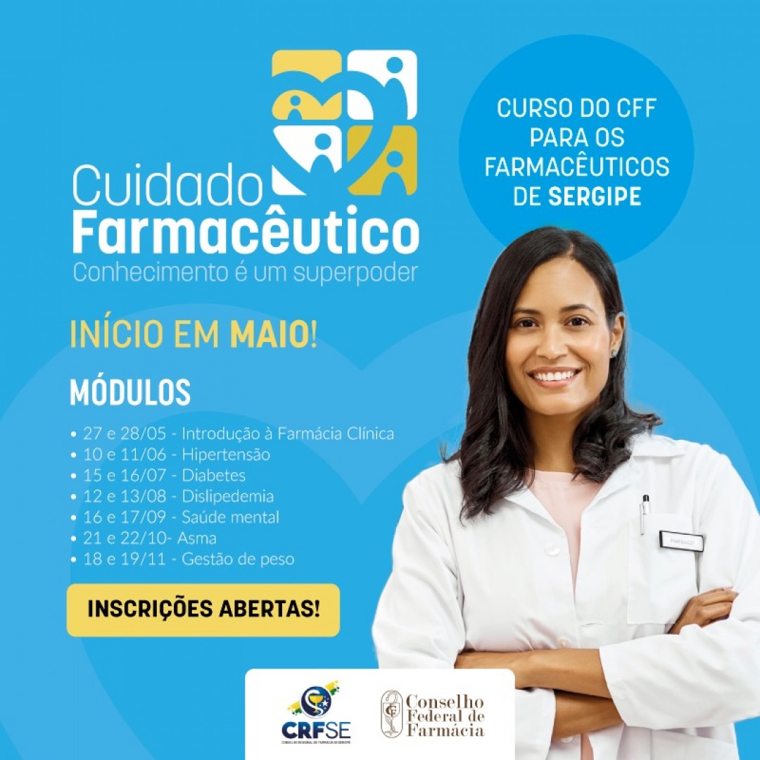 Parceria do CRF/SE com o CFF oferta curso gratuito para farmacêuticos sergipanos